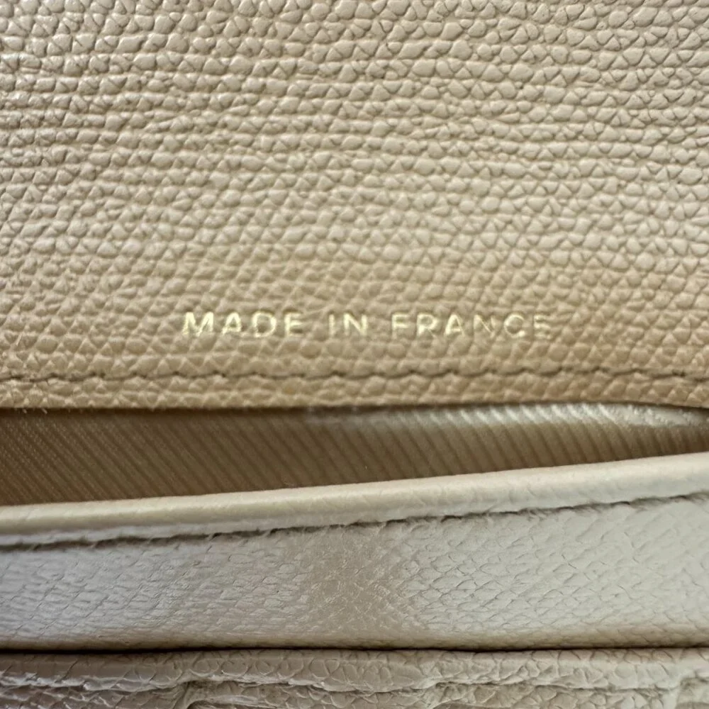 Chanel Vintage Coco Button Bifold Long Wallet Beige Caviar Leather